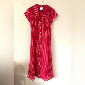 COLDWATER Creek red and white polka dot dress.